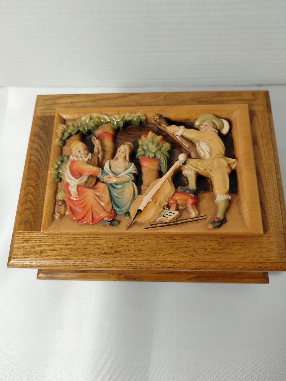 Vintage Wooden German 3D Music/ Jewelery Box